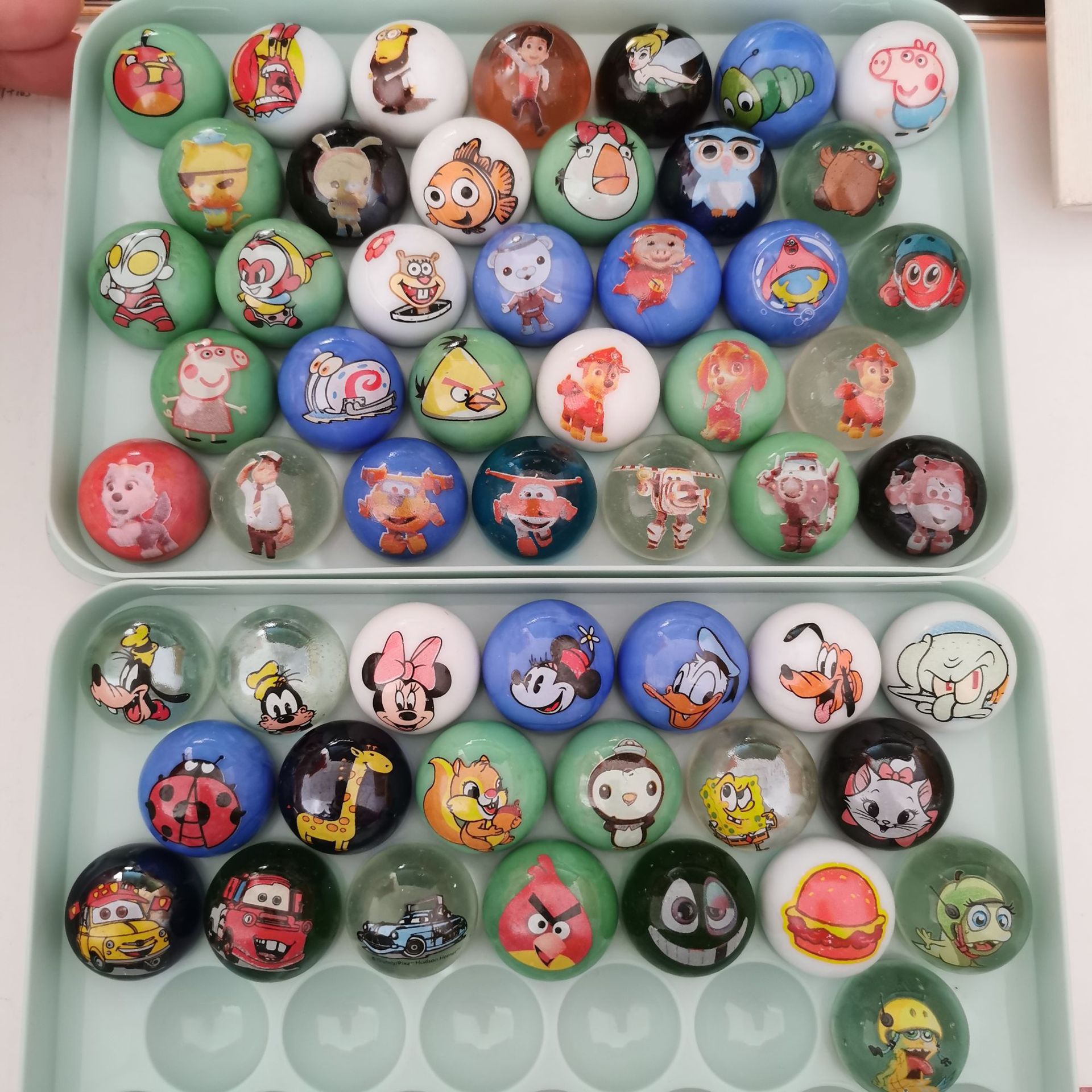 Custom pattern Amazon hot sale decal glass ball optional with cartoon pattern glass marbles sticker ball