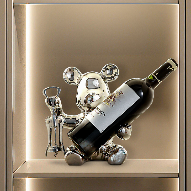 High-End Luxury Bear-Shaped Wine Cabinet with a Simple and Elegant Design for the Living Room, Featuring a Light Luxury Style