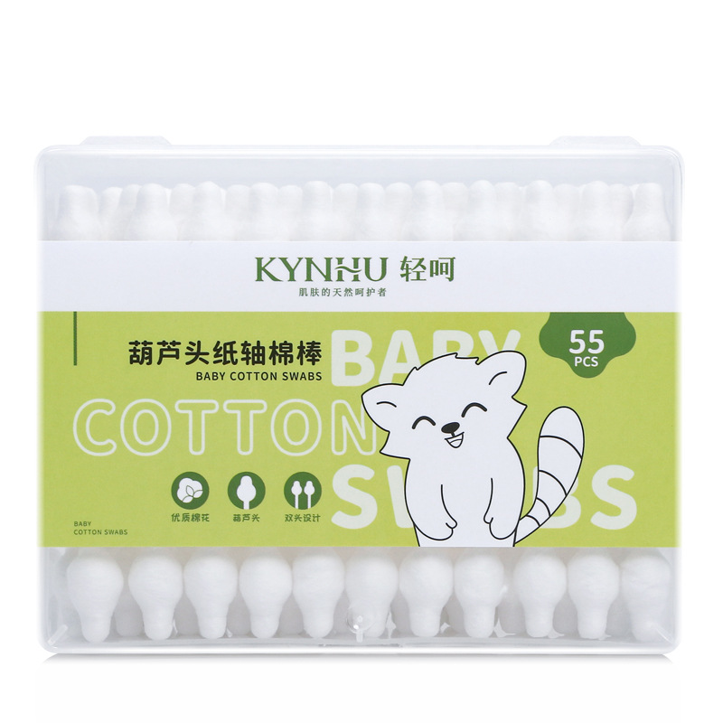Baby Special gourd head cotton swabs navel cleaning double-headed sanitary cotton swabs 55 multi-functional baby cotton swabs wholesale