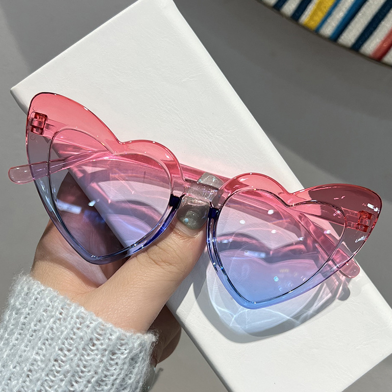 New Heart-Shaped Gradient Color Cross-Border Children's Sunglasses Wholesale Trendy Fashion Sunglasses for Boys and Girls