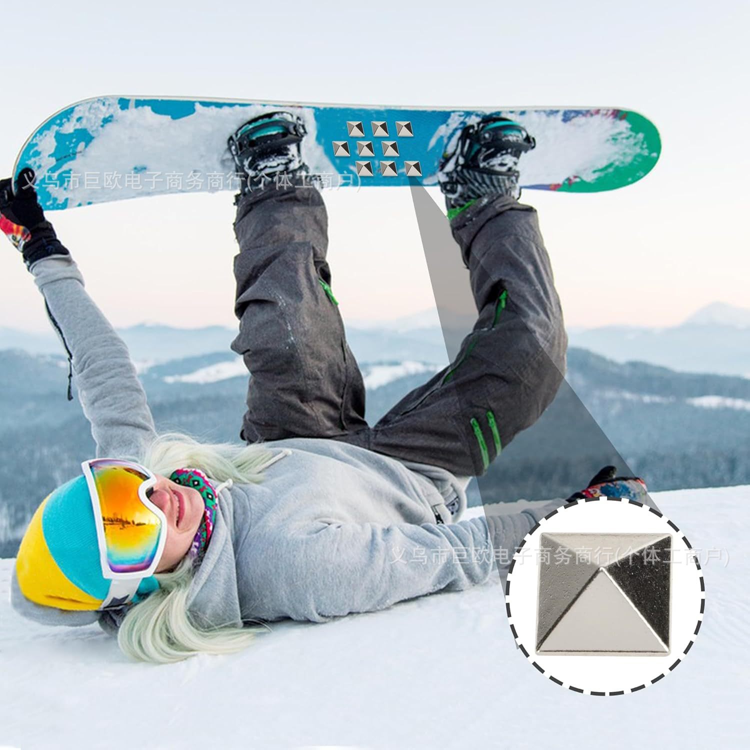 Amazon Snowboard treadle pad pyramid spikes anti-slip snowboard pedaling pad snowboarding