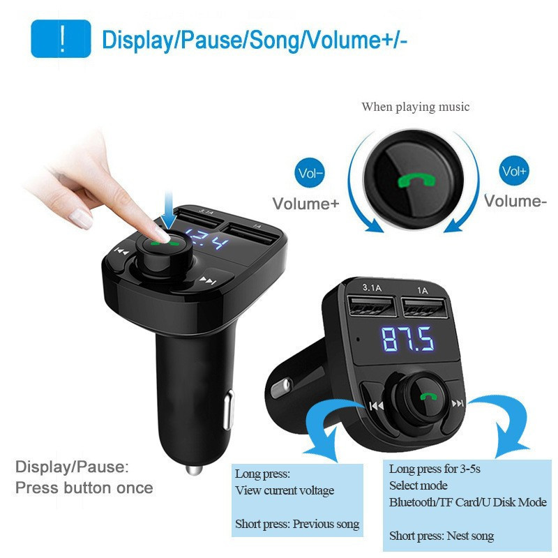 X8 car bluetooth receiver charger lossless sound quality fm transmitter card car mp3 bluetooth player