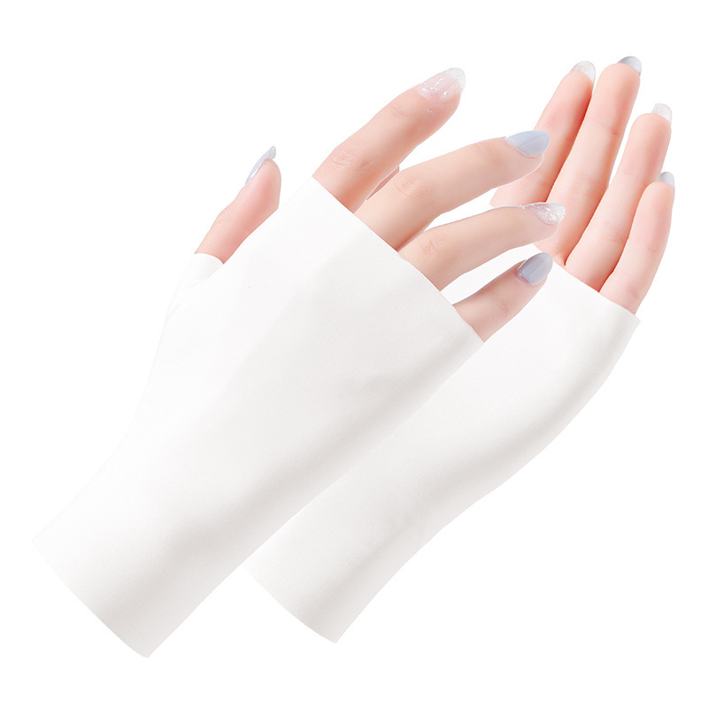 Summer ice silk student cycling half finger female nail UV protection outdoor driving breathable thin men's sun protection gloves
