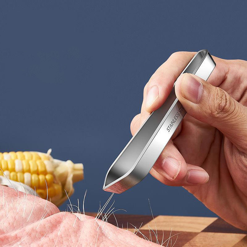 Stainless steel hair plucker fish bone plucker kitchen pig hair clip thickened chicken duck goose hair clip plucking tweezers garlic stripper