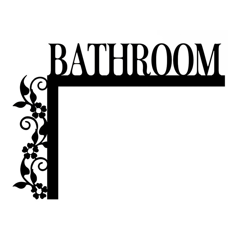 Cross-border metal bathroom door logo wall-mounted iron decorative plate with flower design suitable for home interior decoration