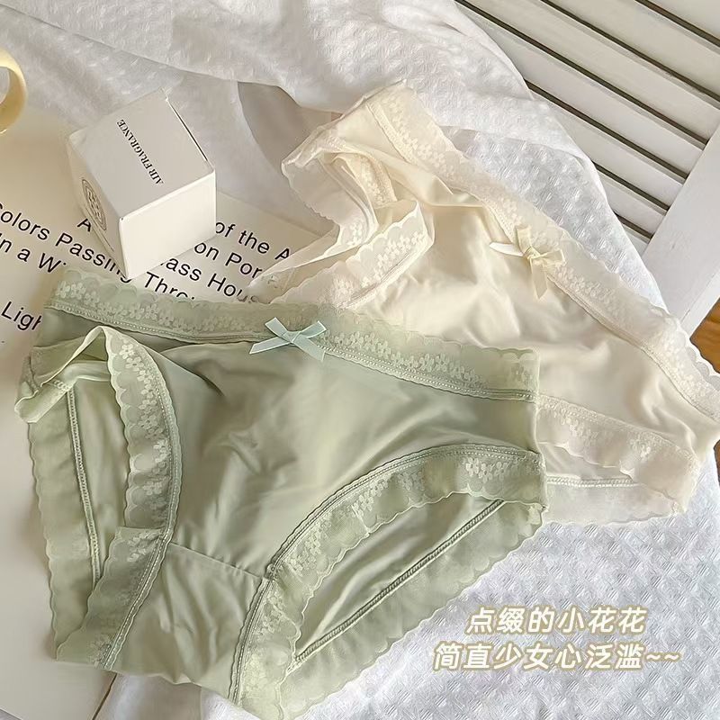 Ice Silk Seamless Underwear Thin Girl Underwear Mid-Waist Breathable Pure Cotton Crotch