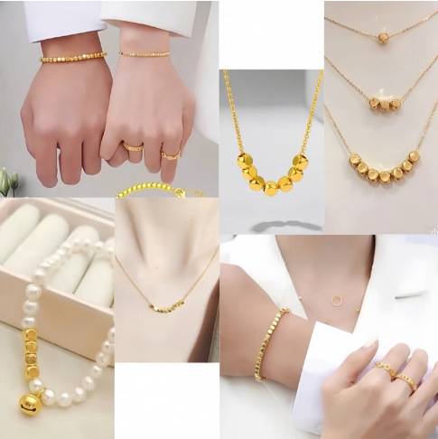 18K Gold Sugar Cube Bead Accessories Au750 Colored Gold Ancient Gold Square Spacer Beads Bracelet Accessories Water Shell Gold