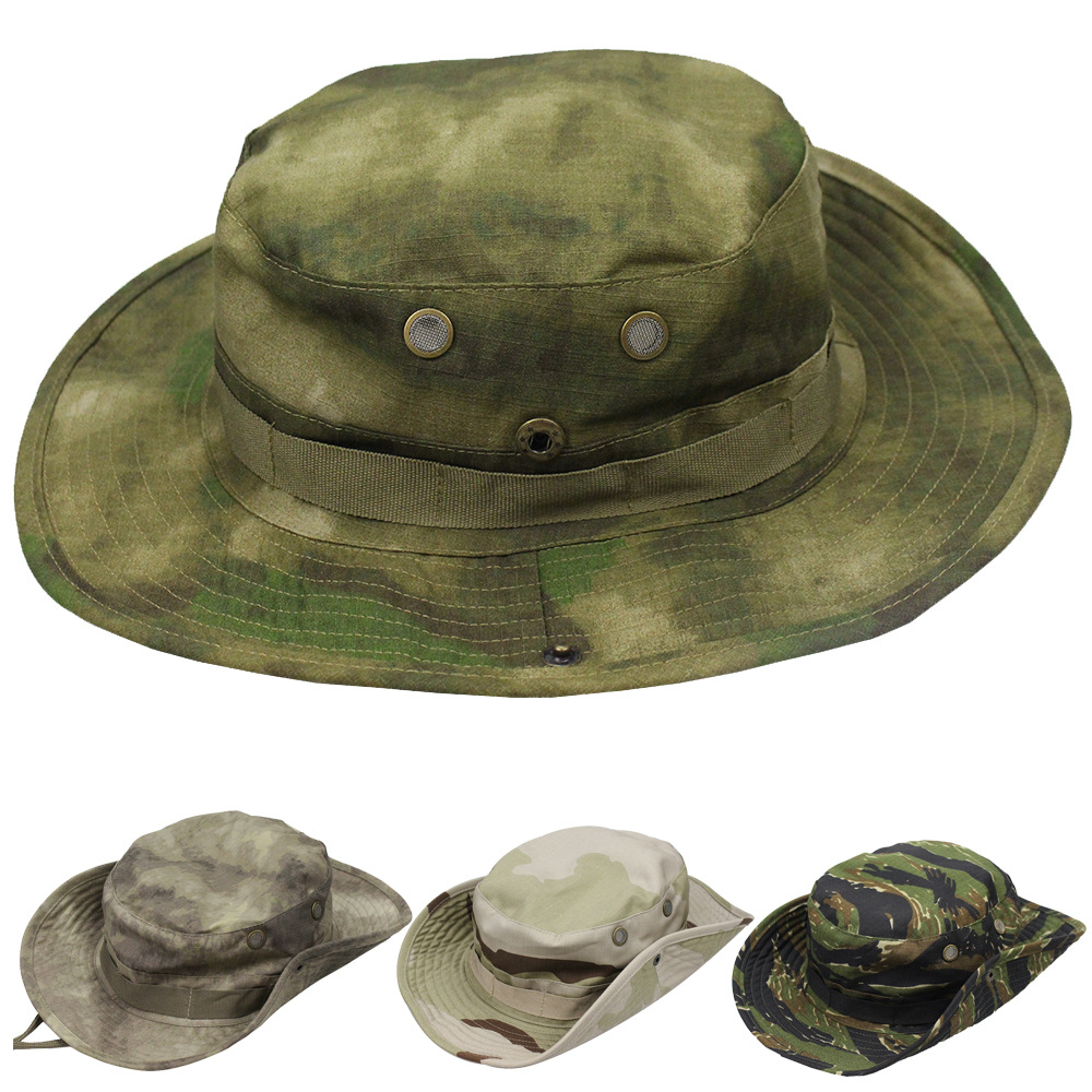 Outdoor Camouflage Boonie Hat, Special Forces Tactical Field Fisherman Hat, Outdoor Military Training Sun Protection Fishing Round-Brimmed Hat, Military Enthusiasts