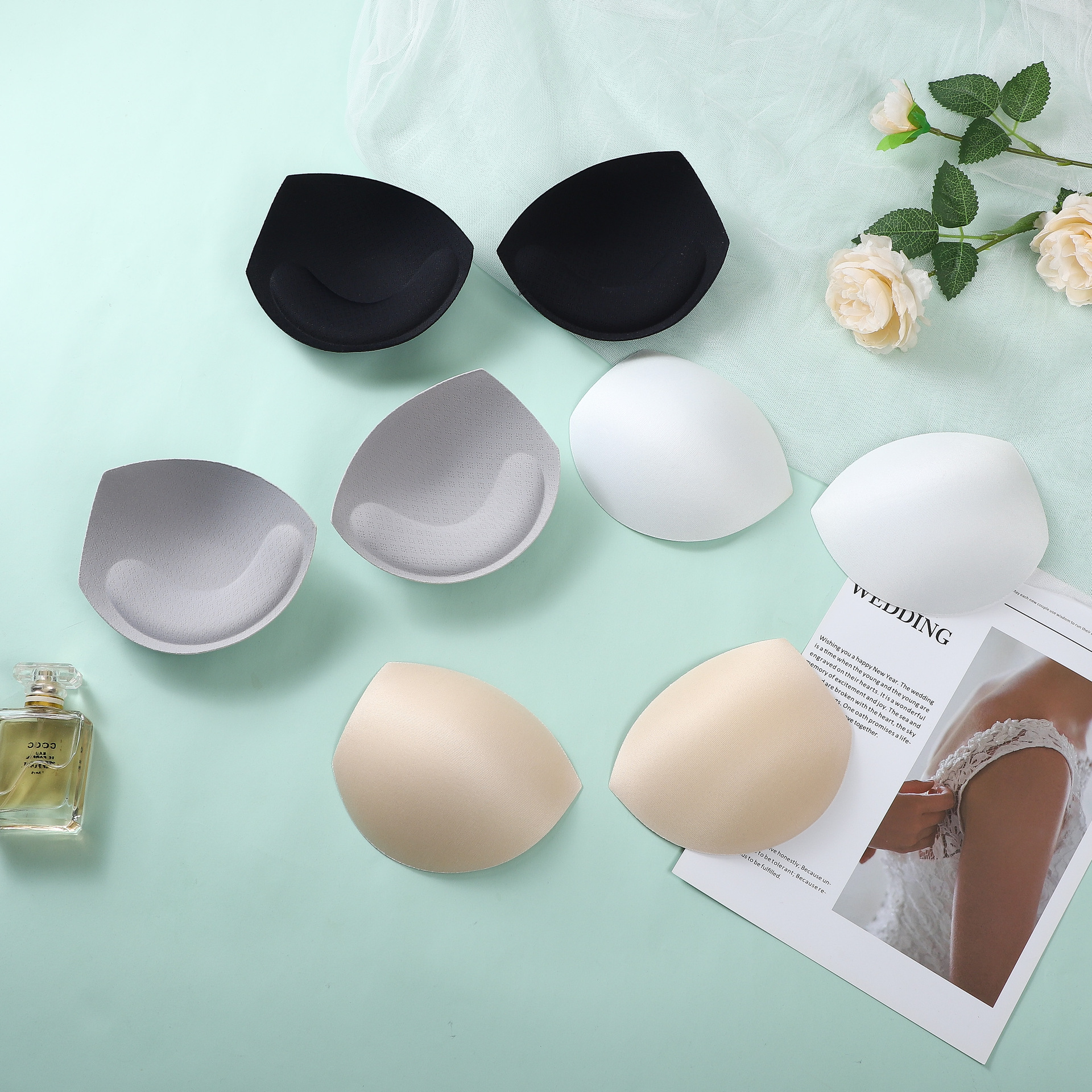 Fixed Cup Beauty Back Chest Pad Insert Sports Underwear Breathable Mesh Latex Bra Gasket Anti-sagging Mold Cup Chest Pad