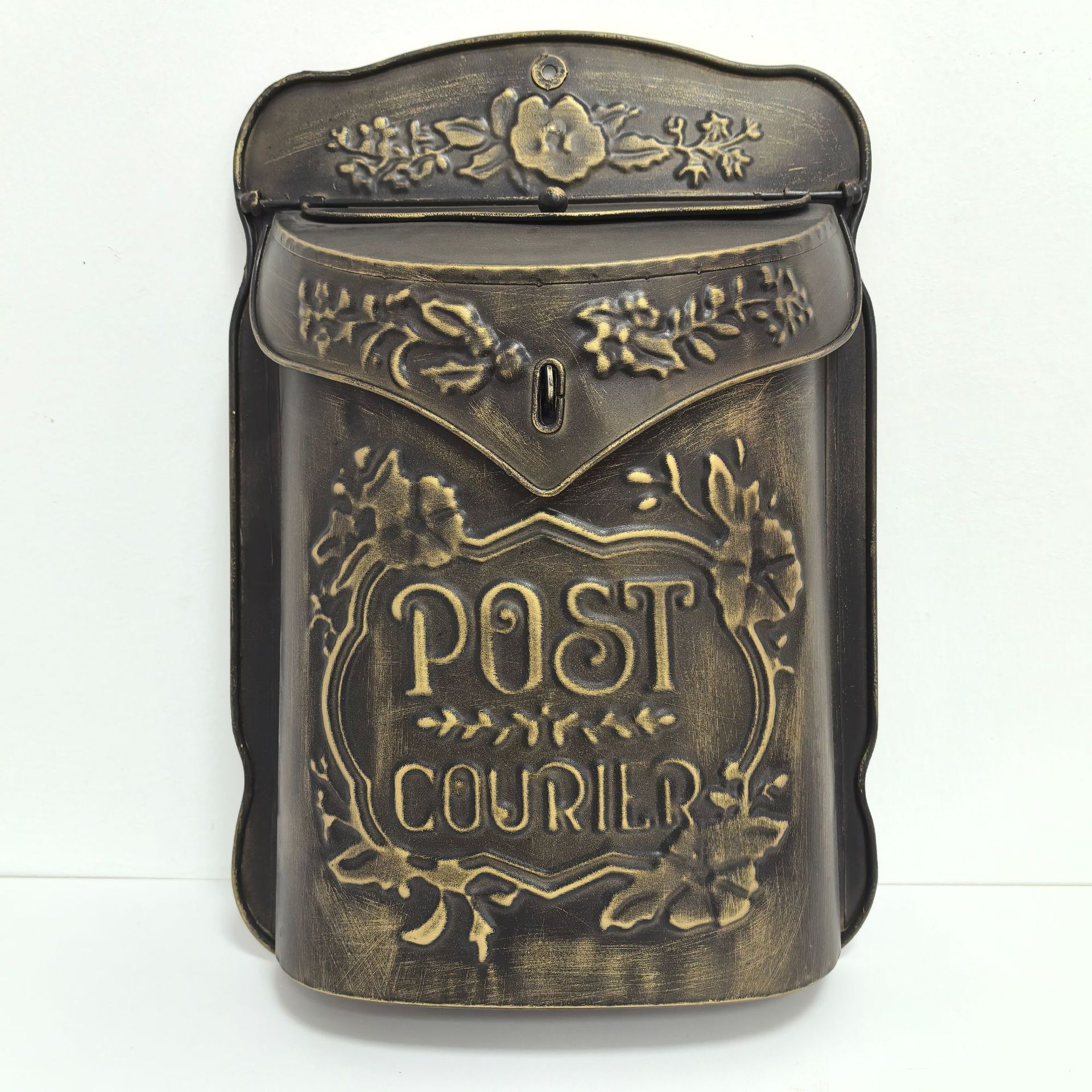 Lewei Cross-Border Retro Mailbox Courtyard Outdoor Decoration Black Gold Metal Iron Wall Hanging Mailbox Creative Mailbox