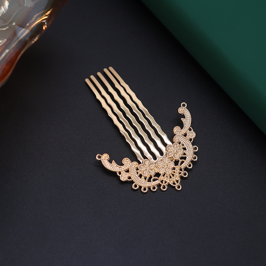Alloy electrophoresis color retaining porous carved floating cloud hairpin diy ancient style hanfu cheongsam retro 11-hole plum blossom hair