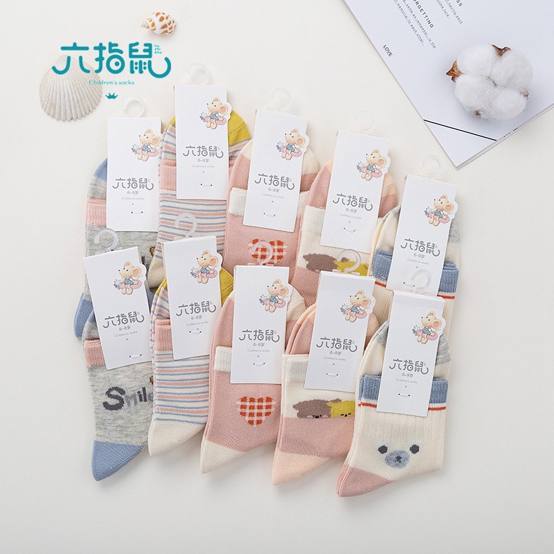 Детские носки с шестью пальцами, дышащие тонкие носки для девочек весной и летом