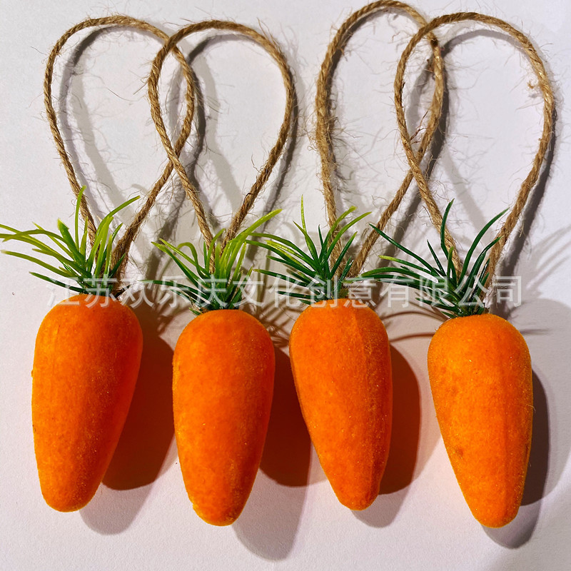 Кросс-бордерные новые пасхальные морковки, украшения для Пасхи, флокированные морковки, пасхальные кролики, репа