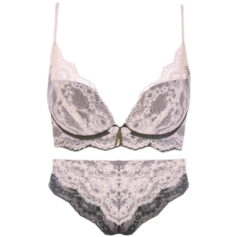 Latex Intimates for Women with Small Breasts, Push-Up and Enlargement, New Lace Bra Set, Breast Reduction, Anti-Sagging, Wire-Free Bra