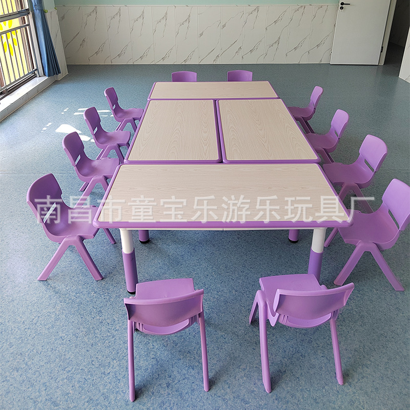 Kindergarten classroom plastic writing desk and chair desk combination children's home suit manufacturer