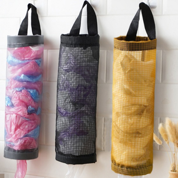 Сумка для хранения мусора на кухне на стене Съемный круглый органайзер для пластиковых пакетов