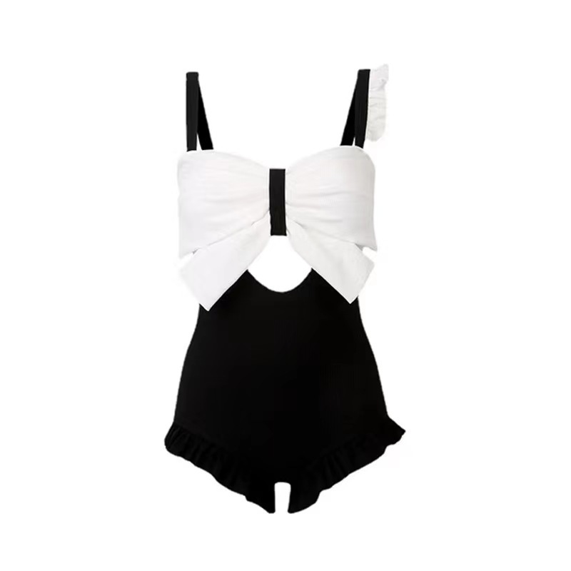 New Parent-child Swimwear Women's One-piece Ruffled Girl Princess Cute Bow Vacation Seaside Mother-daughter Swimwear