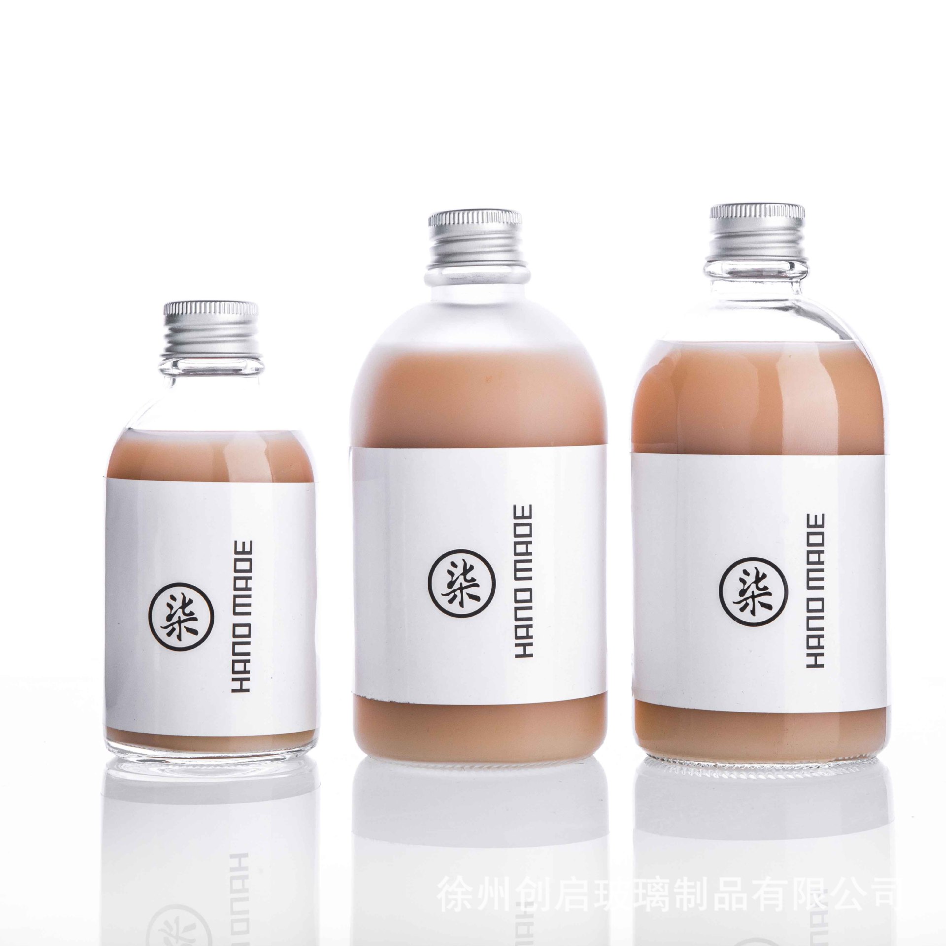 Factory straight hair cold drink salt water bottle fruit juice beverage bottle milk tea coffee transparent frosted tea bottle fruit wine bottle empty bottle
