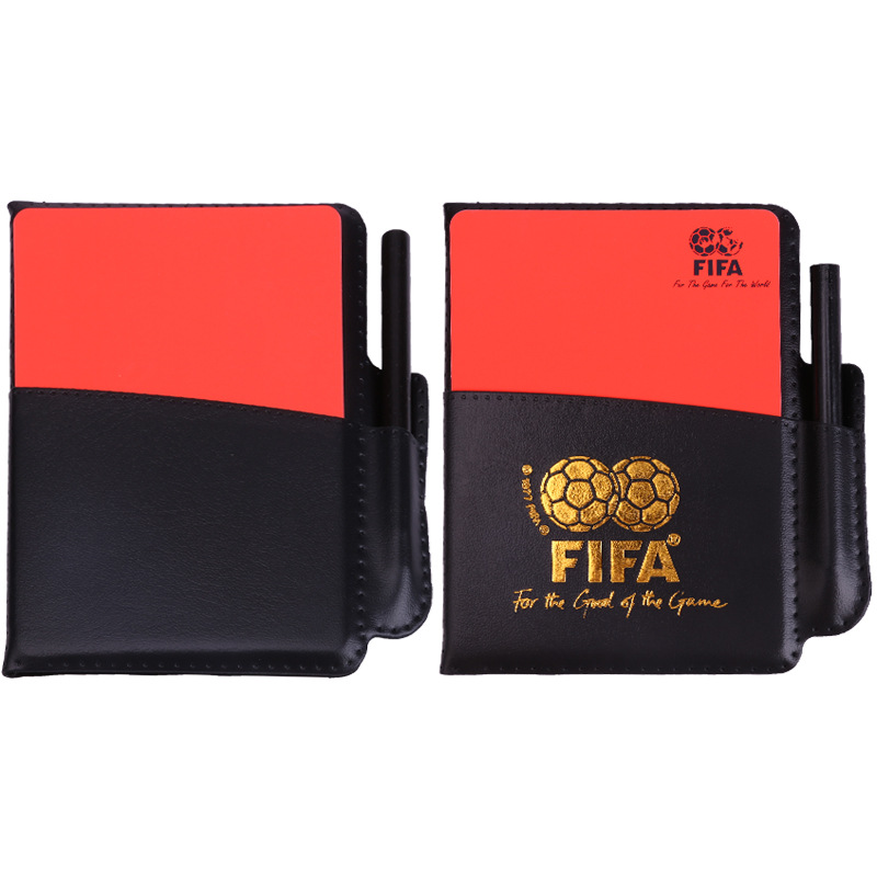 Football Thickened Red and Yellow Card Record Book Red and Yellow Card Referee Tool with Leather Holster Recording Paper Pencil for Referee