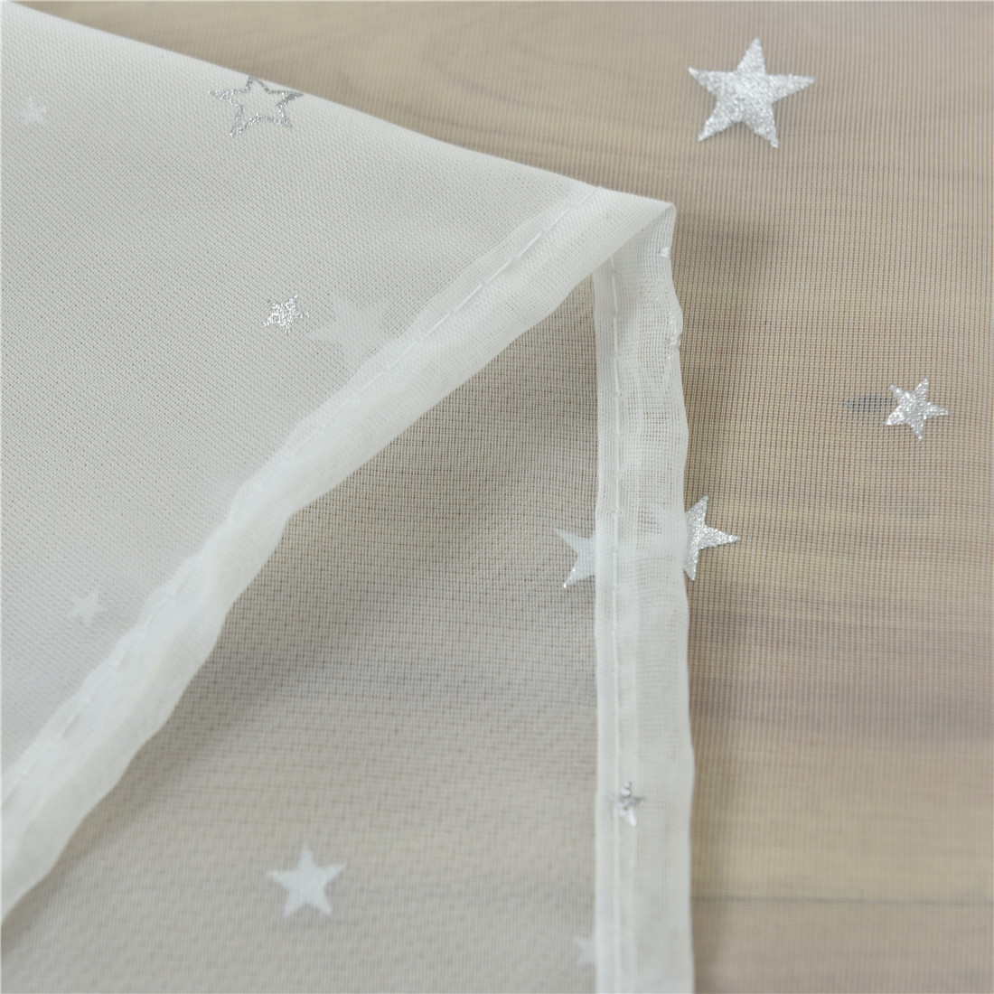 Fabric Manufacturer Wholesale Blackout Double-Layer Terylene Star-Patterned Silver-Pressed Sheer Curtain 280cm 40Gsm Sunshade