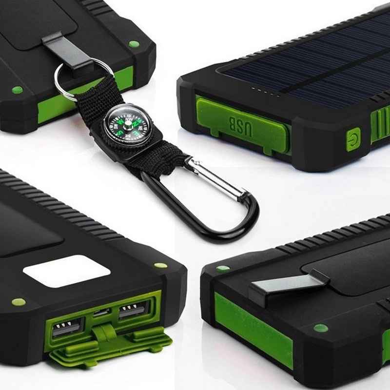 Cross-Border Outdoor Solar Power Bank 20000Mah Led Light Compass Waterproof Mobile Power Supply Customized Log0