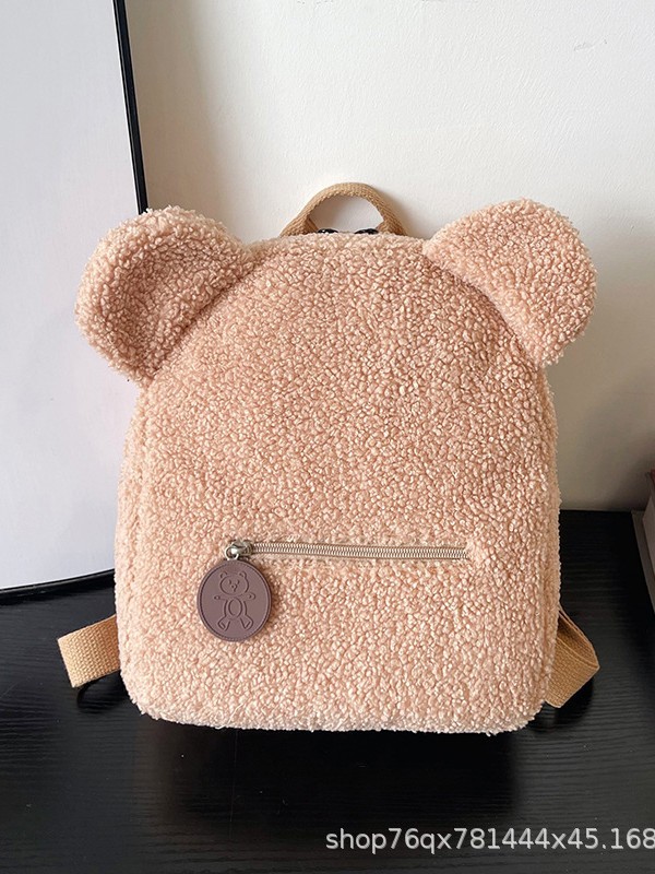 Stuffed Backpack Women's Bag Autumn and Winter New K-Style Ins Super Popular Cute Bear Ear Backpack Girls Family Bag