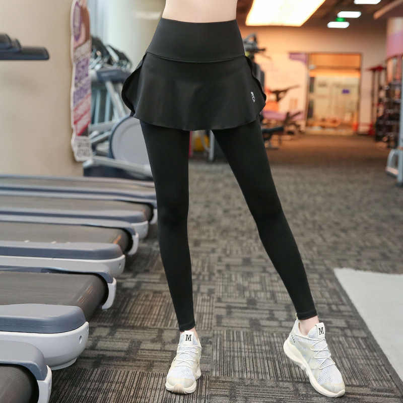 Брюки для йоги большого размера, имитация двух частей, для полных женщин, весна и лето, фитнес брюки до 100 кг, свободные спортивные брюки