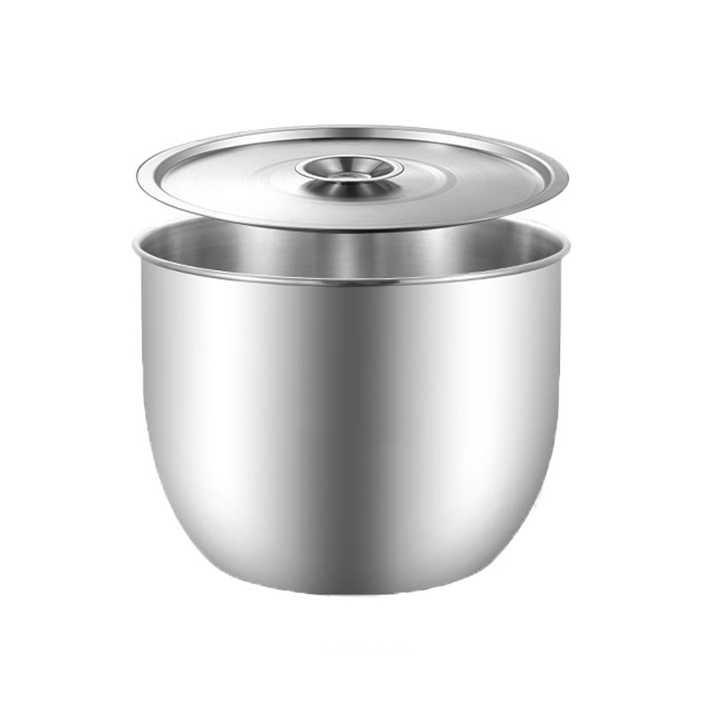 304 Stainless Steel Egg Basin Deepening Splash-proof and Basin with Lid Household Salah Basin Kitchen Rice Washing Basin Baking Material