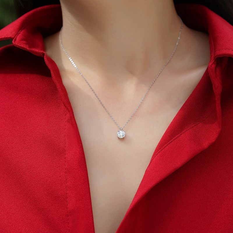 Factory Direct 18K Gold Custom Korean Sweet Style Bestie Gift S925 Silver One Carat Igi Cultured Diamond Necklace