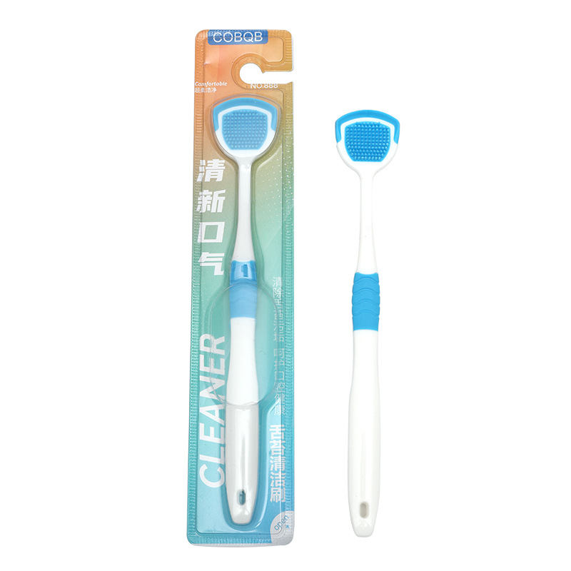 Bqb Tongue Scraper Multifunctional Tongue Coating Scraper Silicone Tongue Scraper Dual-Effect Tongue Coating Cleaning Brush Toothbrush Soft Bristles Wholesale