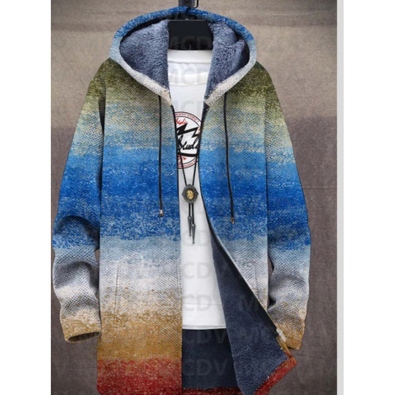 2024 new fashion digital printing fleece-lined men's coat 2024