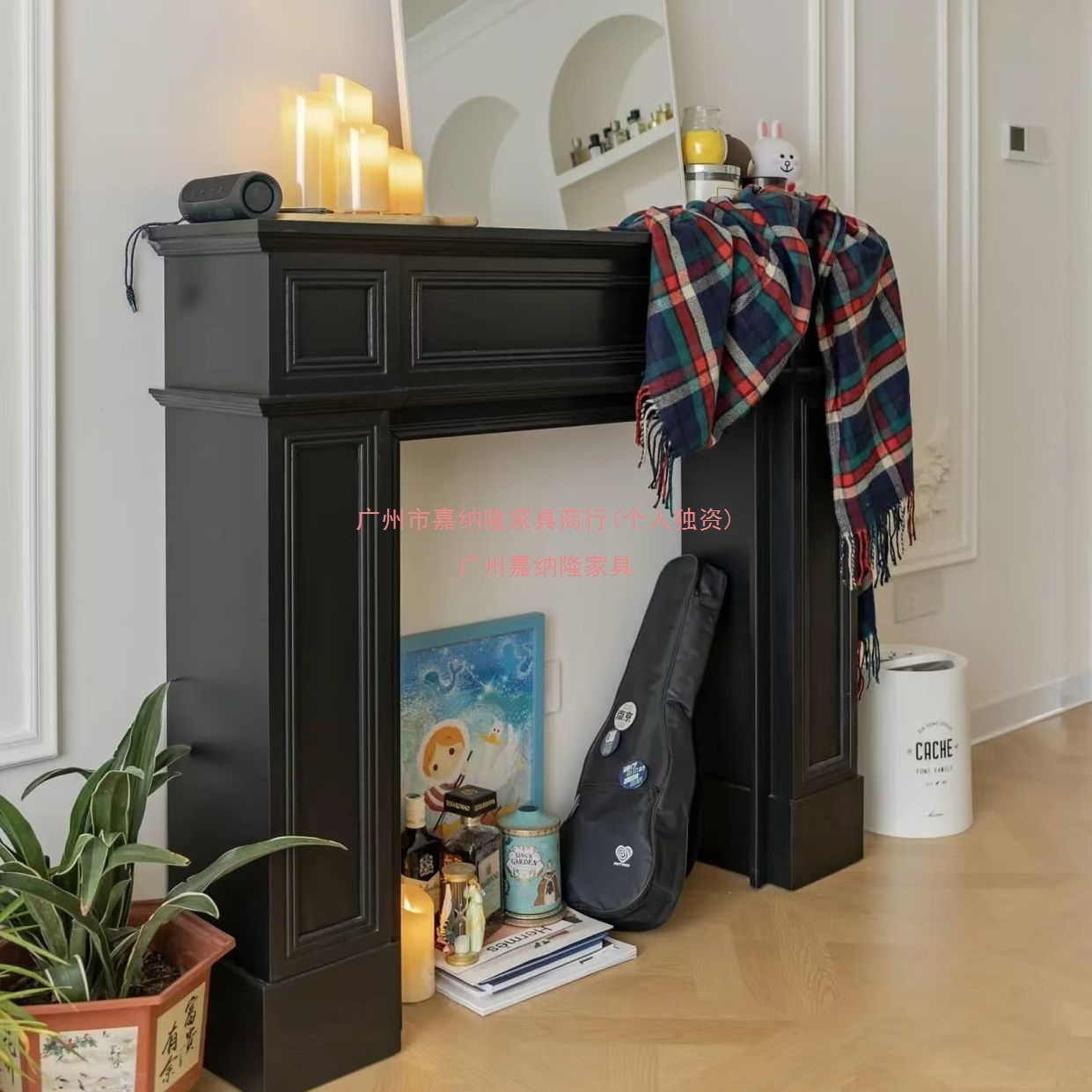 American Retro European-Style Fireplace Decorative Cabinet Decorative Mantel Carved Country Homestay French-Style Living Room Entrance Photography