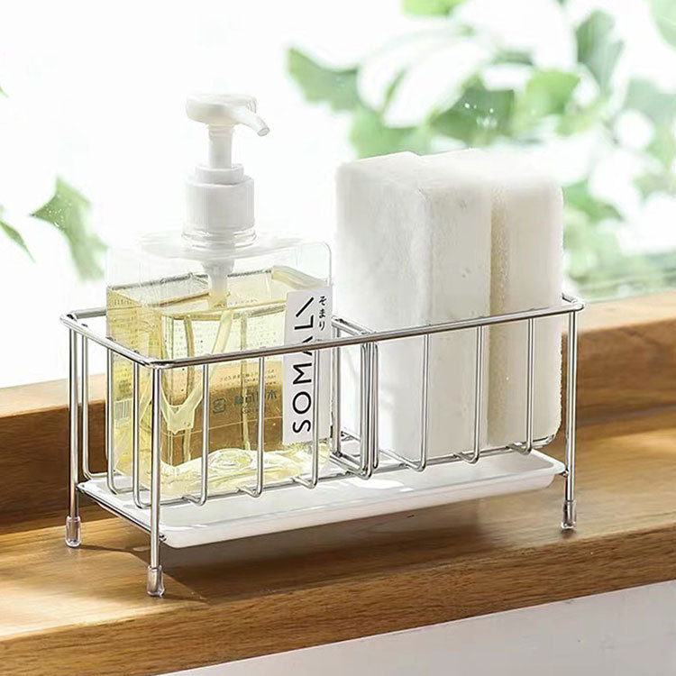 Manufacturer Customized Stainless Steel Kitchen Sponge Drain Rack Sink Rag Storage Rack Countertop Adjustable Drain Basket