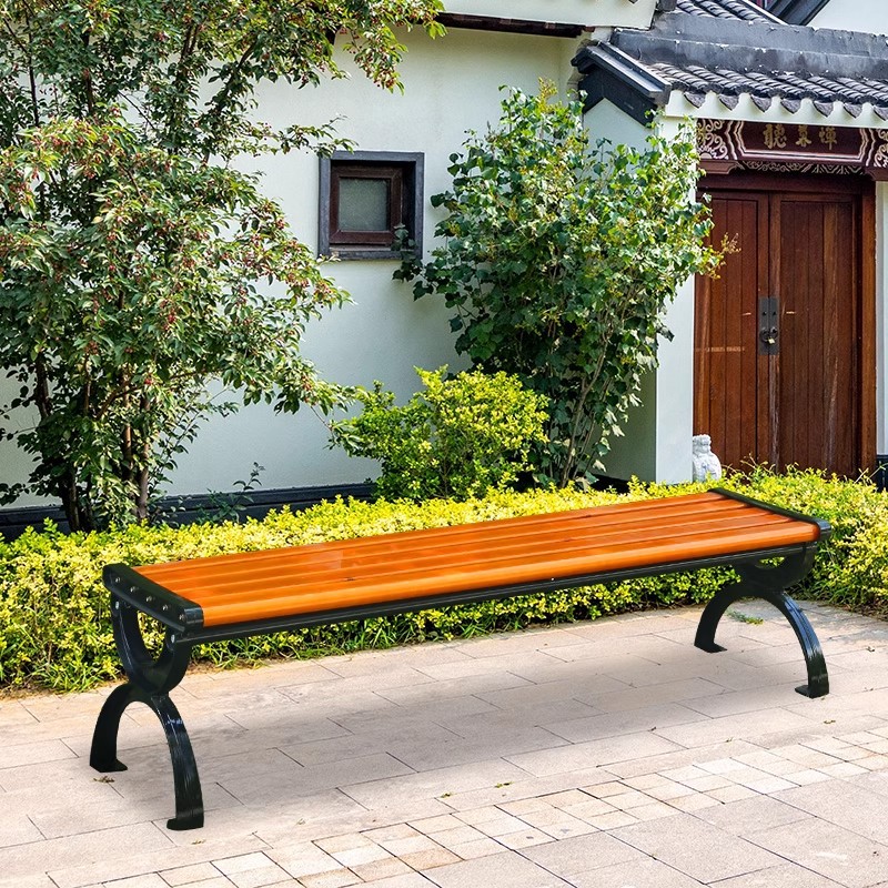 Park Chair Outdoor Bench Garden Courtyard Leisure Square Seat Solid Wood Backrest Chair Cast Iron Anticorrosive Wooden Rank Chair