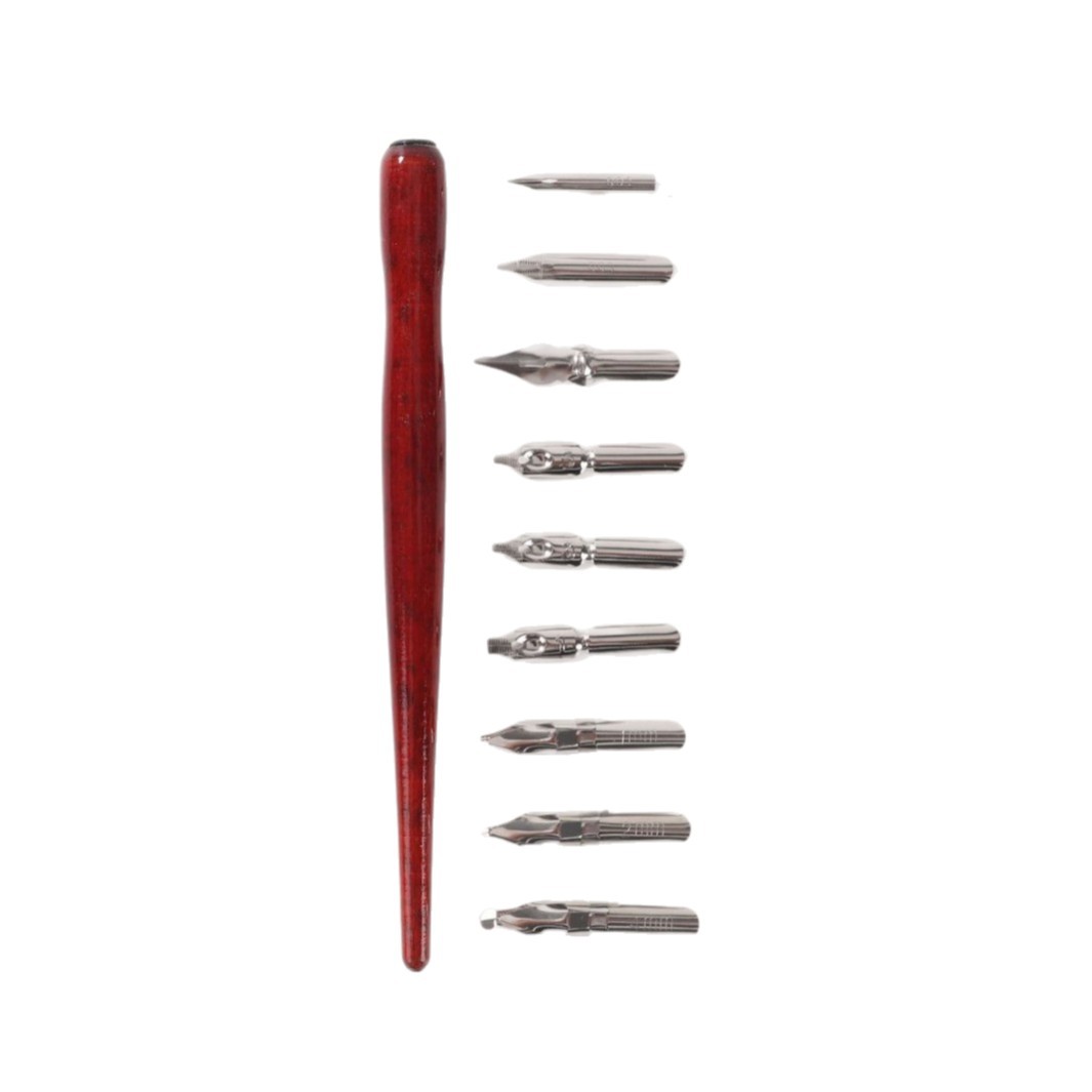 Manufacturer Supplies Dip Pen Set, Comic Pen, Artistic Calligraphy Pen, English Calligraphy Pen, Wooden Handle, 9 Nibs