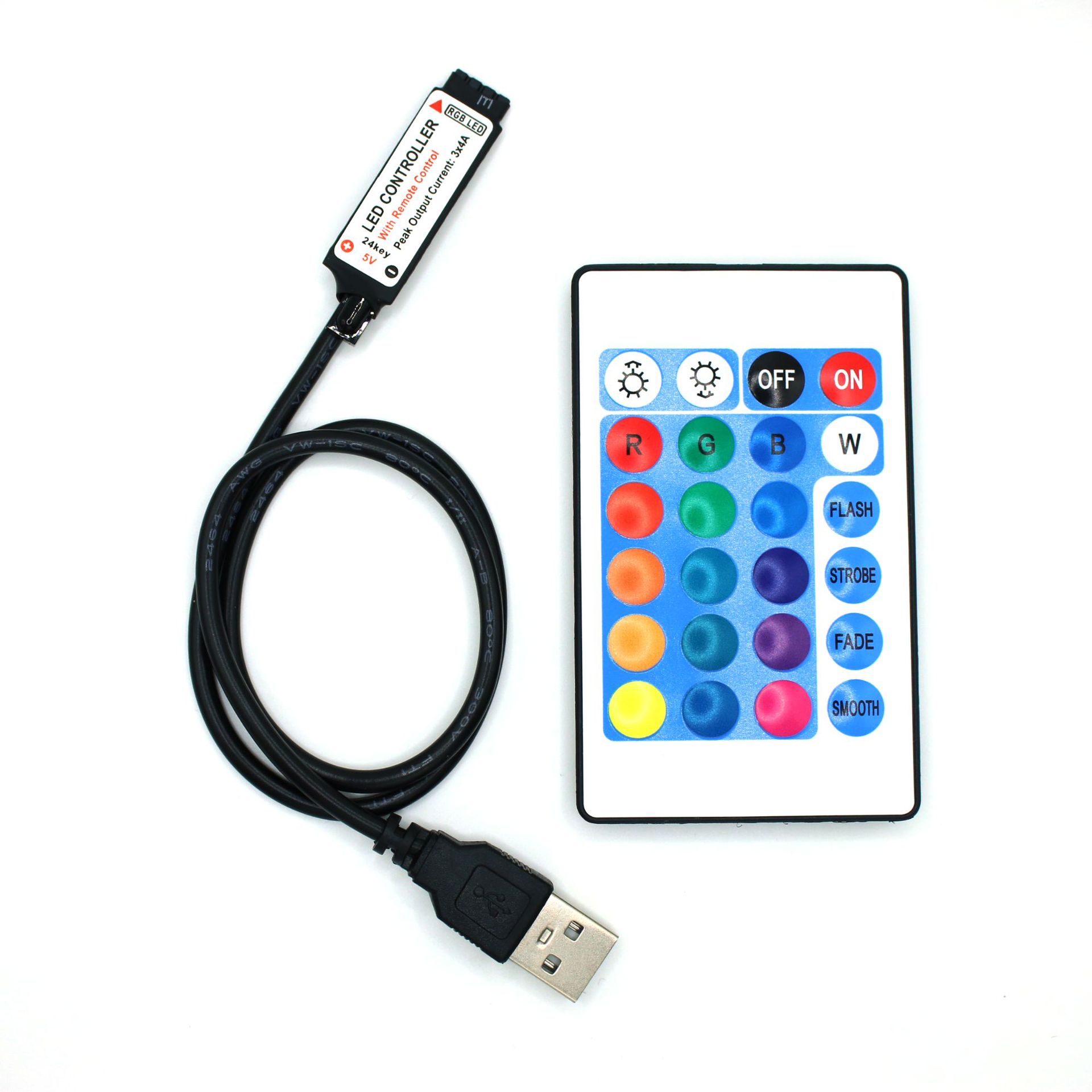 5v light strip controller infrared remote control USB cable dimming LED light string TV decorative light bar controller