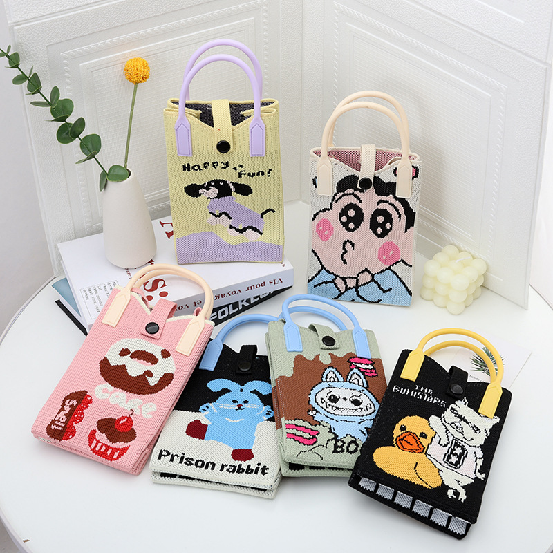 Сумка для мобильного телефона, новая мультяшная вязаная сумка, стильная, для плеча, через плечо