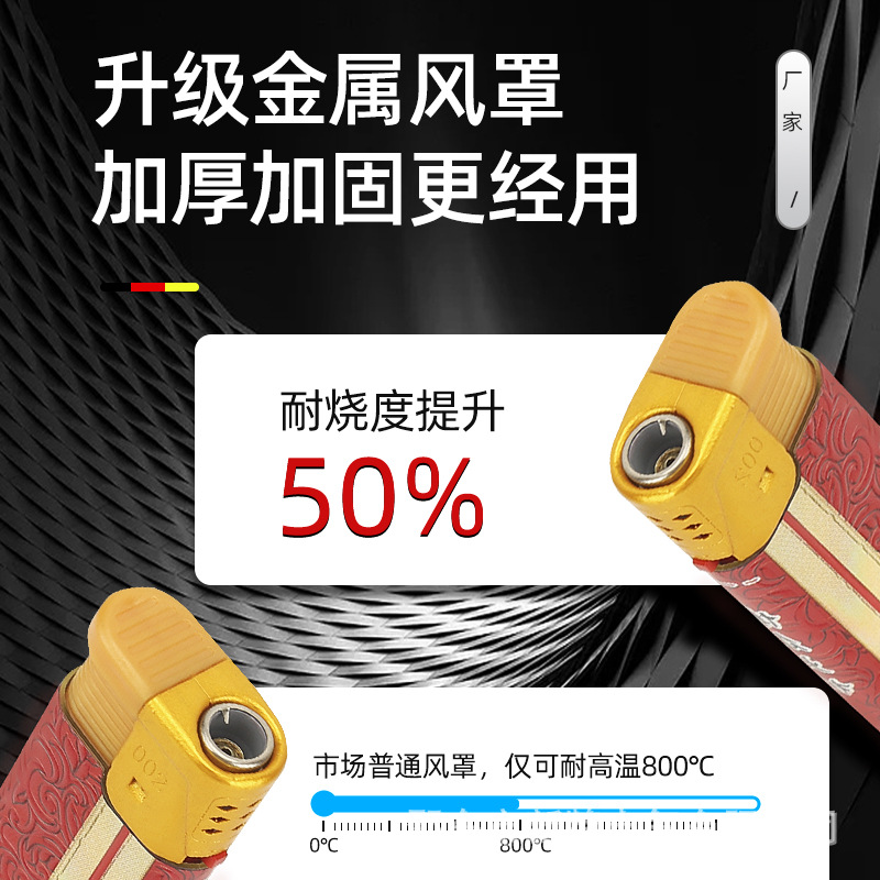 Bozhong 002 straight blue flame windproof lighter inflatable metal hood thickened reinforcement more durable