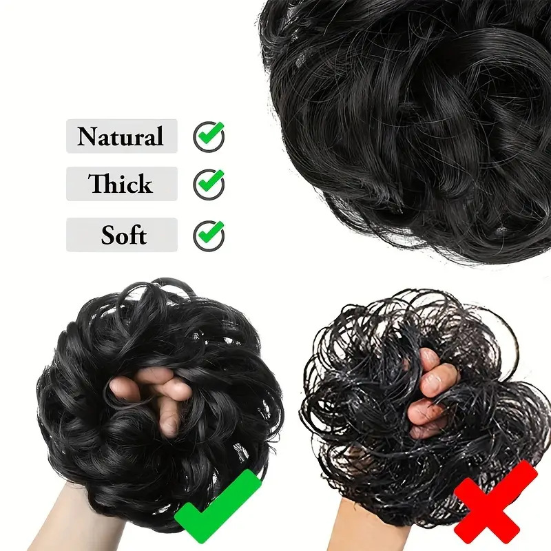 European and American High-Temperature Silk Wig Women's Hair Band Ball Hair Elastic Hair Bag Fluffy Natural Curly Hair Band Foreign Trade Cross-Border