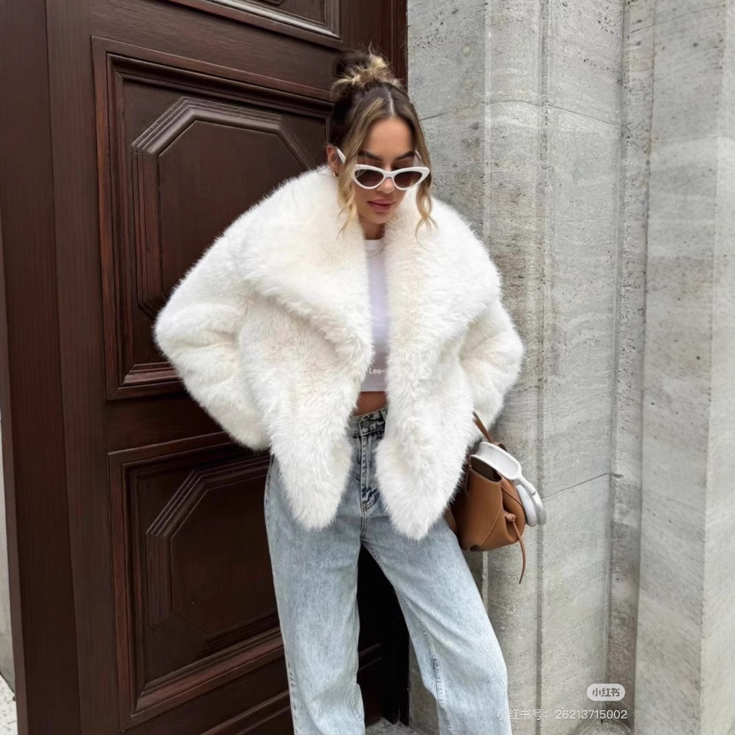 European and American Fur Large Lapel Artificial Fur Outwear Short Fashion Fox Fur Outwear Fluffy Plush Women's Clothing