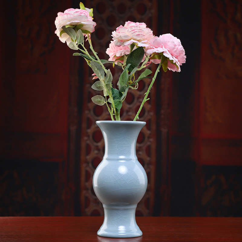 Dai Yutang Ceramics "Ru Ci Jing Sanskrit Vase" Buddha Hall Flower-arranging Water-purifying Bottle Buddha Tools Guanyin Bottle Buddha Ceramics Bottle