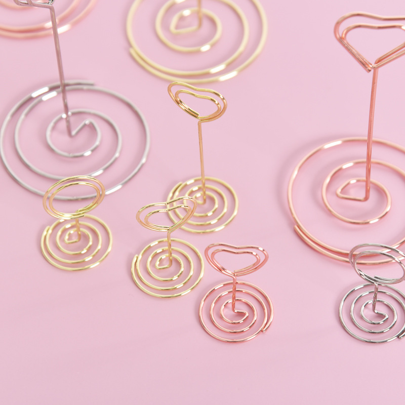 Cross-Border Metal Note Holder Desktop Business Card Holder Love Seat Holder Ready-Made Wholesale Message Holder Wedding Wedding Label