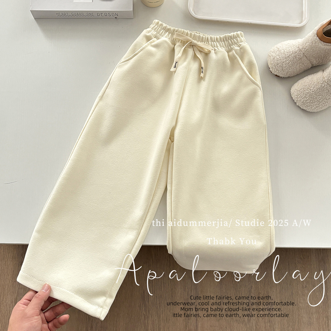 Spring and Autumn New Girls' Wide Leg Pants Straight Leg Pants Children's Sports Pants Korean Style Western Style Loose All-match Pants