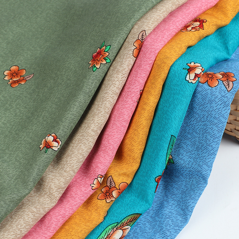 Summer rayon plain cotton silk leaf printed home clothing fabric women's clothing children's clothing textile fabric