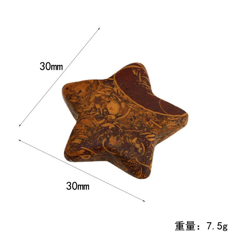 3cm Natural Raw Stone Crystal Polished Five-pointed Star Pendant Star Moon Gem Crafts Jewelry Accessories Cross-Border
