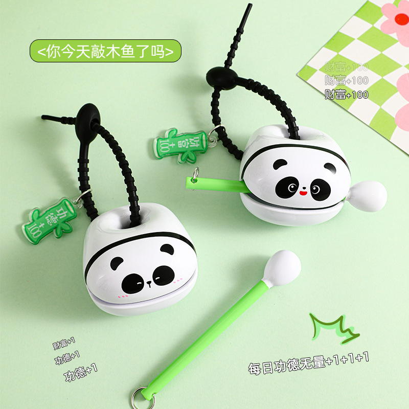 Cartoon Panda Wooden Fish Emotional Stability Knocking Buddha Stress Relief Office Desktop Decoration Pendant Healing Gift