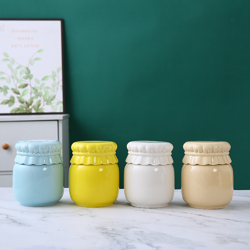 Cross-border ceramic sealed tank with silicone ring food tank large capacity with lid seal