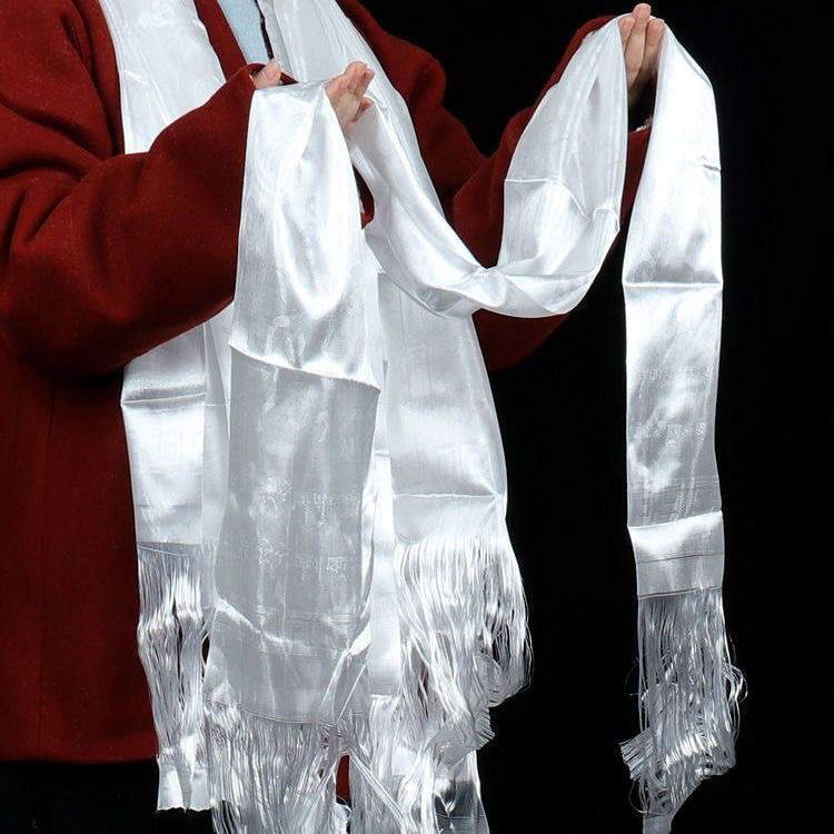 Hada Xizang Jewelry Eight Auspicious White Jacquard Mongolian Hada Ritual Buddha Tourists Show Celebrating Hada