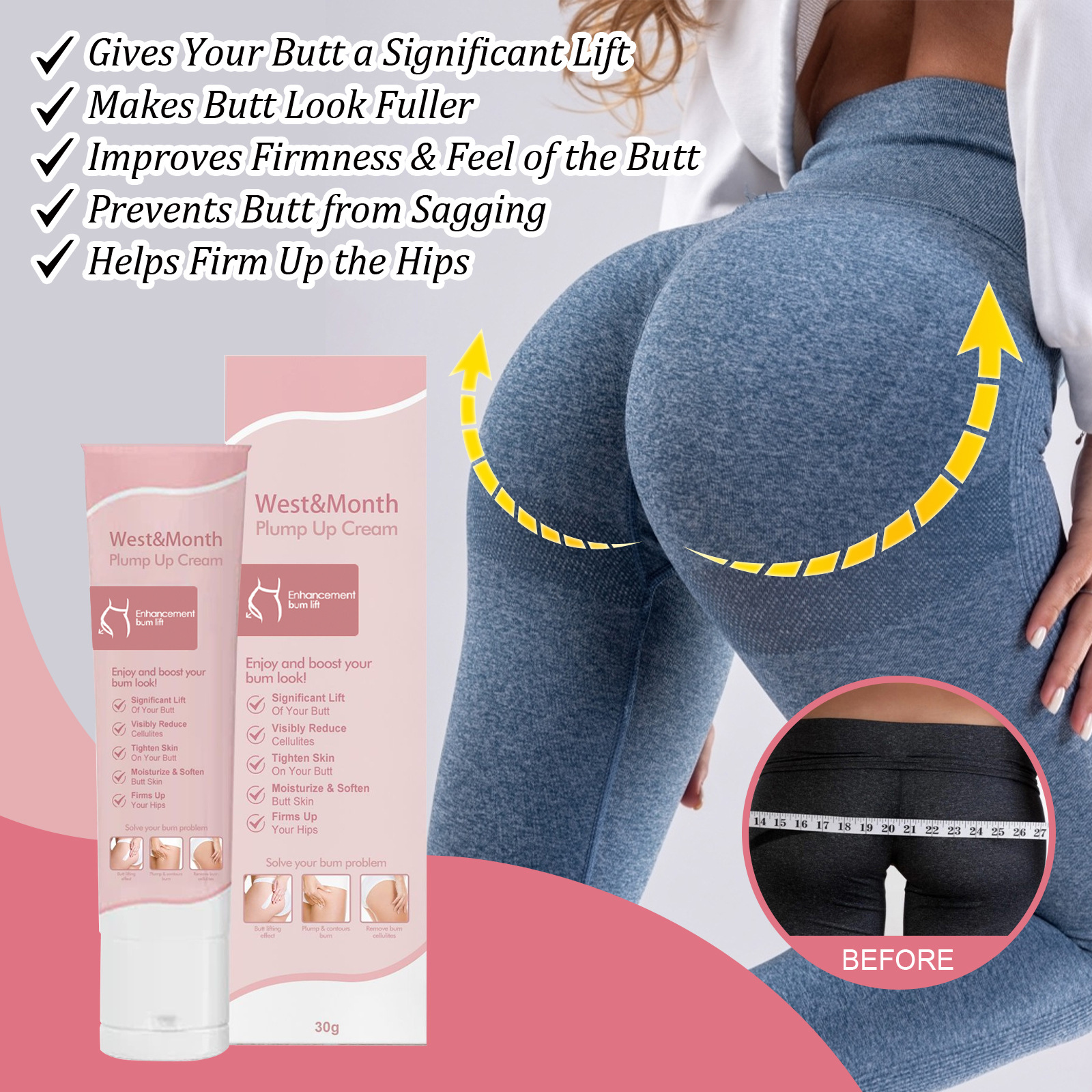 West & Mooth Body Plumming Cream Tight Lifting Hip Highlighting Figure Curve Beautiful Hip Plumming Cream
