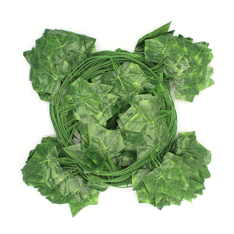 Cross-Border Simulated Color Printed Leaves Grape Leaves Kindergarten Pipe Decoration Plastic Climbing Tiger Rattan Artificial Flowers Manufacturer Batch